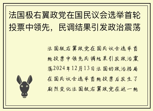 法国极右翼政党在国民议会选举首轮投票中领先，民调结果引发政治震荡